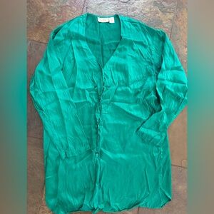 Vintage Gold Label Victoria’s Secret Nightgown green 100 Percent silk 1980s flaw